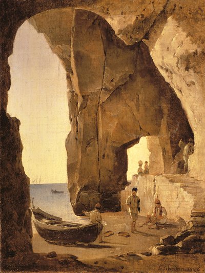 Cueva en Sorrento, 1826 de Silvestr Fedosievich Shchedrin